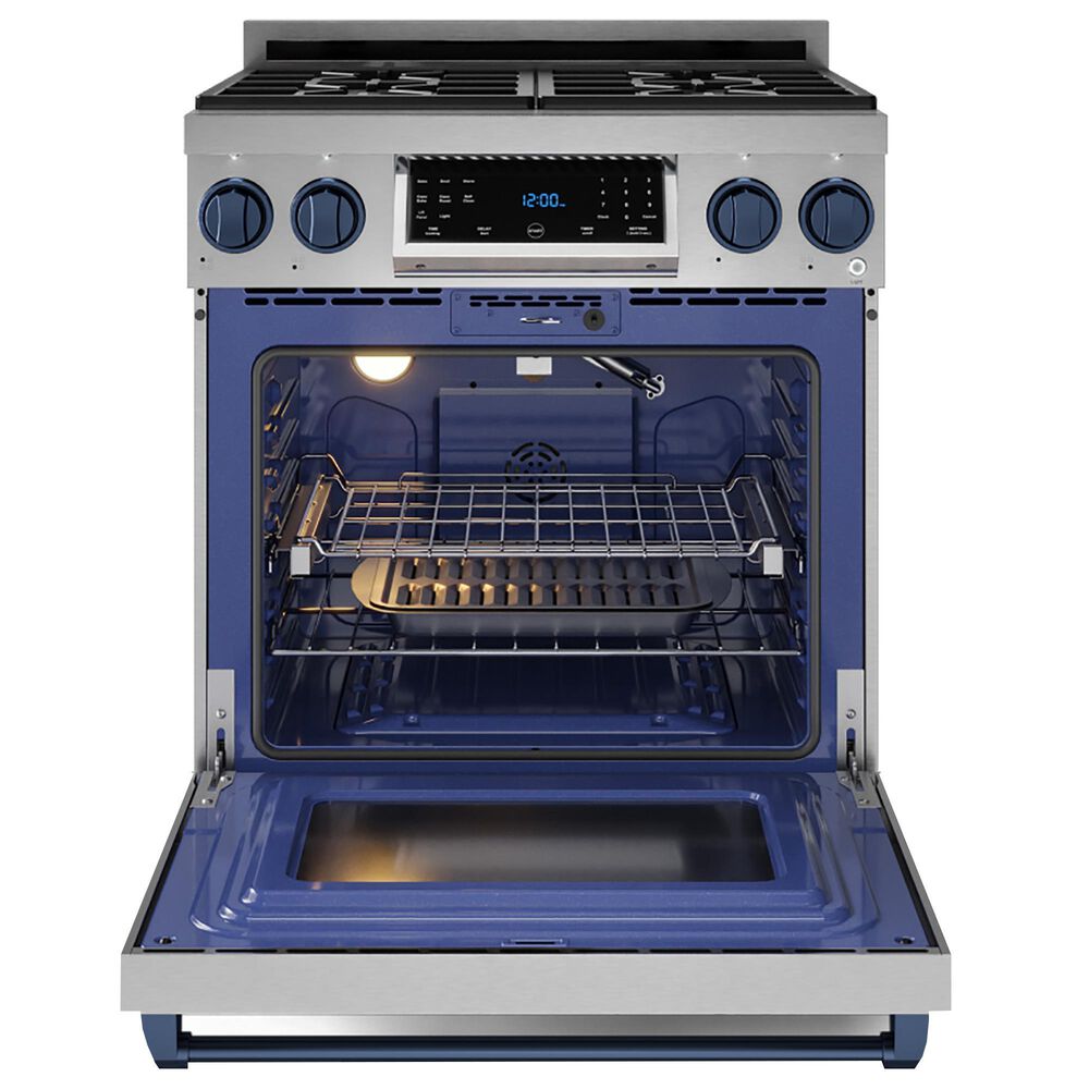 Thor Kitchen Gordon Ramsay 4.55 Cu. Ft. 30&quot; Professional Liquid Propane Range with Navy Blue Handle Kit in Stainless Steel, , large