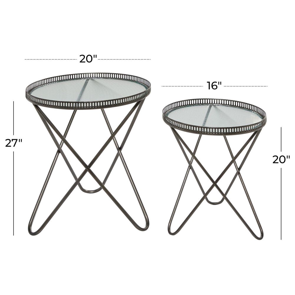 Uma Enterprises Accent Table in Dark Silver &#40;Set of 2&#41;, , large