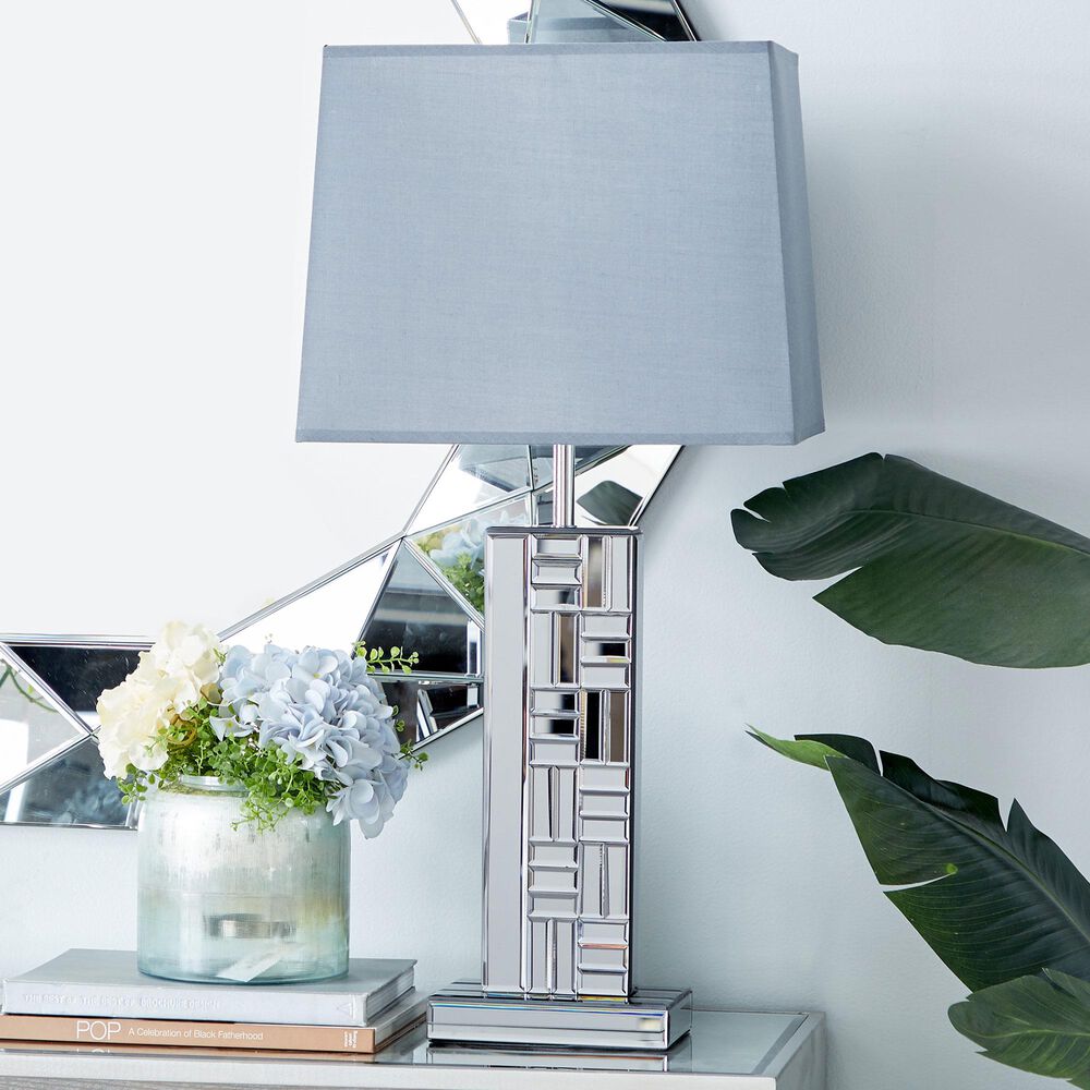 Maple and Jade Glam Table Lamp with Rectangular Shade in Silver, , large