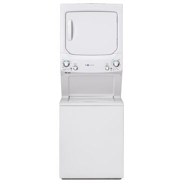 GE Appliances 3.9 Cu. Ft. Front Load Washer and 5.9 Cu. Ft. Electric Dryer Stack Laundry in White, , large