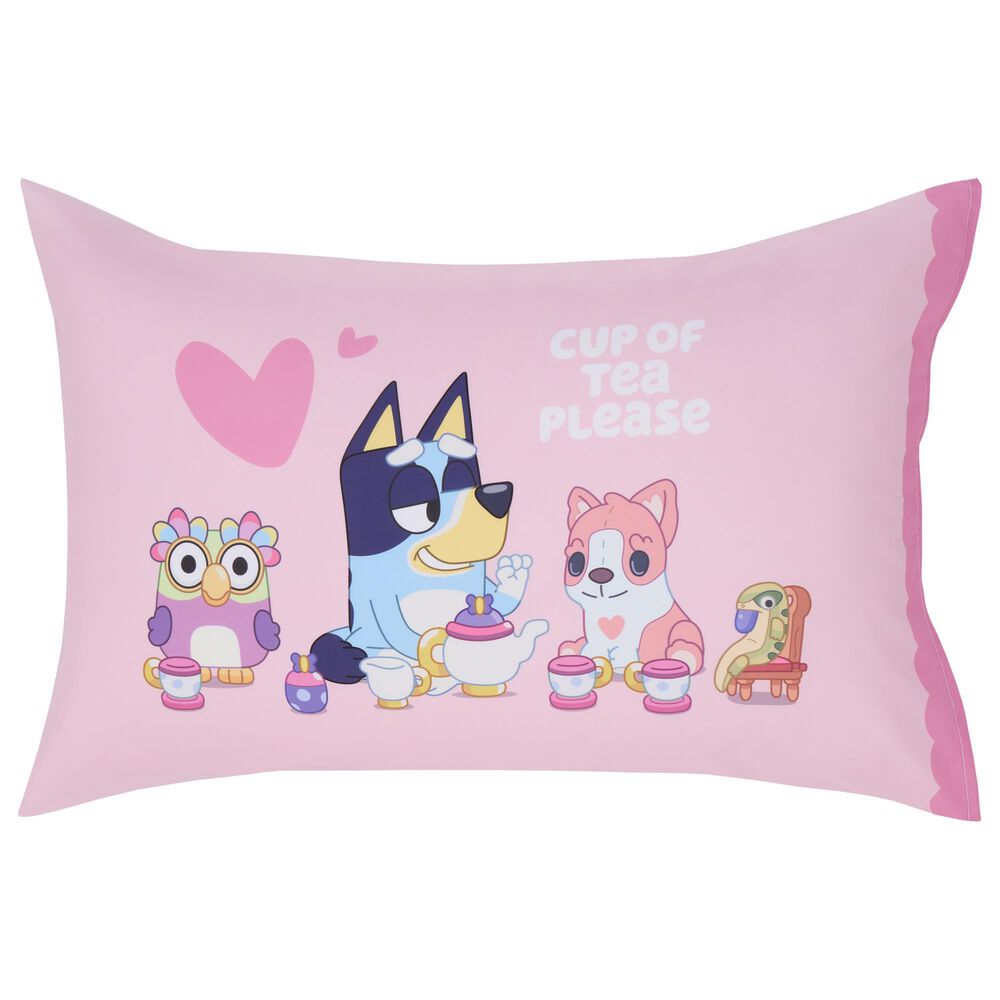 Nojo Baby and Kids Bluey Best Day Ever 4-Piece Toddler Bed Set in Pink, Aqua and Yellow, , large