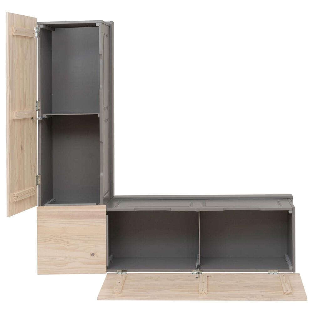 Linon Home Decor Tobin Backless Nook in Grey and Maple, , large