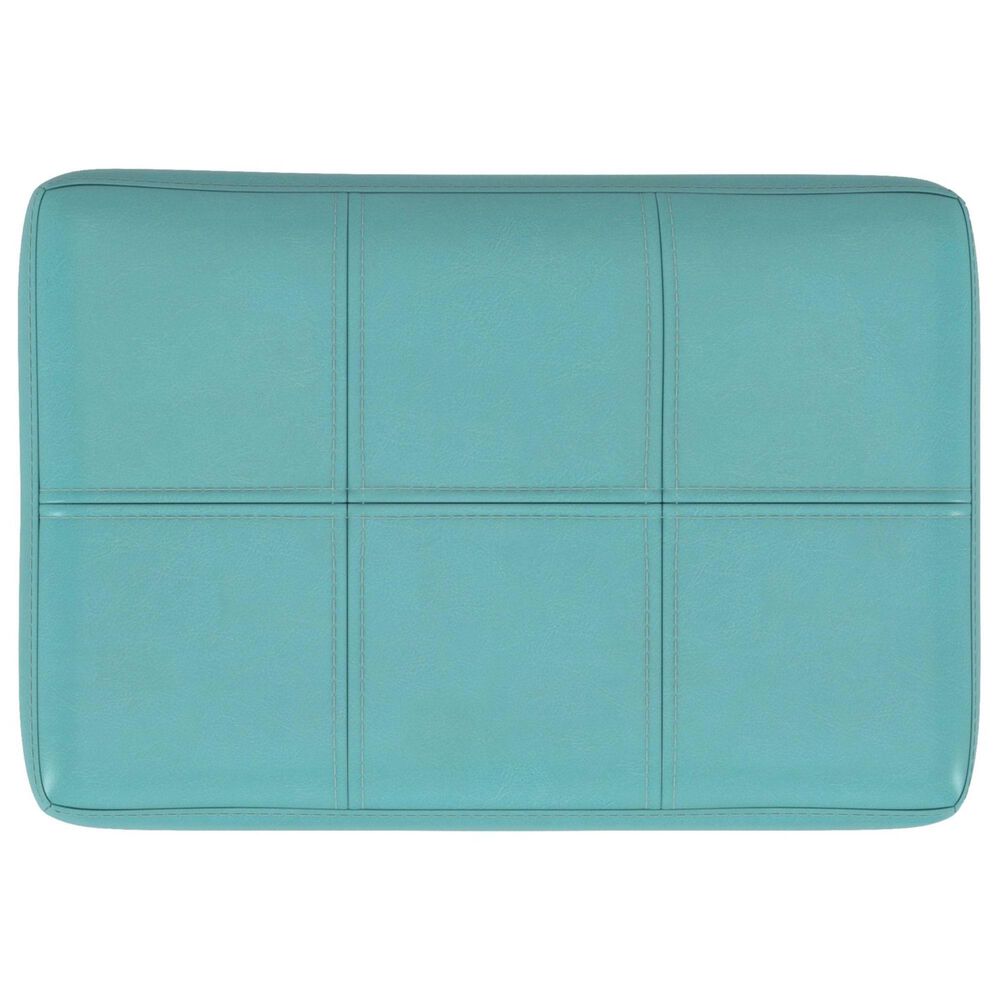 Linon Home Decor Claridge Bar Stool with Teal Cushion in Bright White, , large