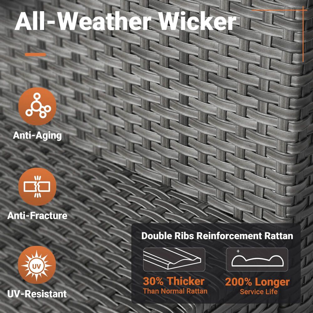 HOMLUX 7-Piece Patio Conversation Set with Grey Wicker in Navy Blue, , large