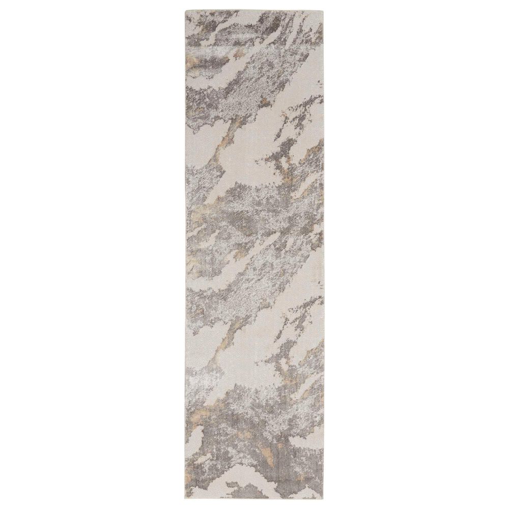 Nourison Silky Textures SLY03 2"2" x 7"6" Brown and Ivory Runner, , large