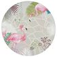 Safavieh Barbados Tropical Flamingo 5"3" Round Grey and Pink Indoor/Outdoor Area Rug, , large