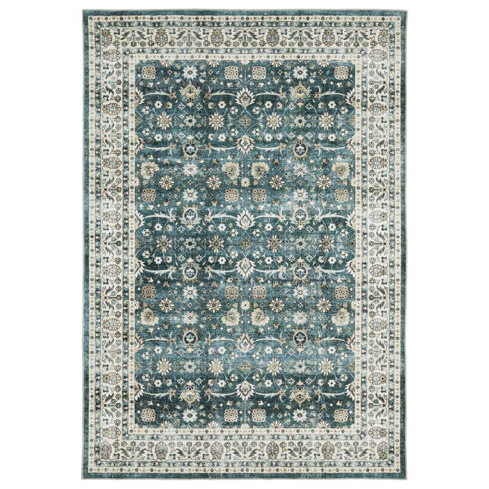 Oriental Weavers Sumter 5" x 7" Teal and Ivory Area Rug, , large