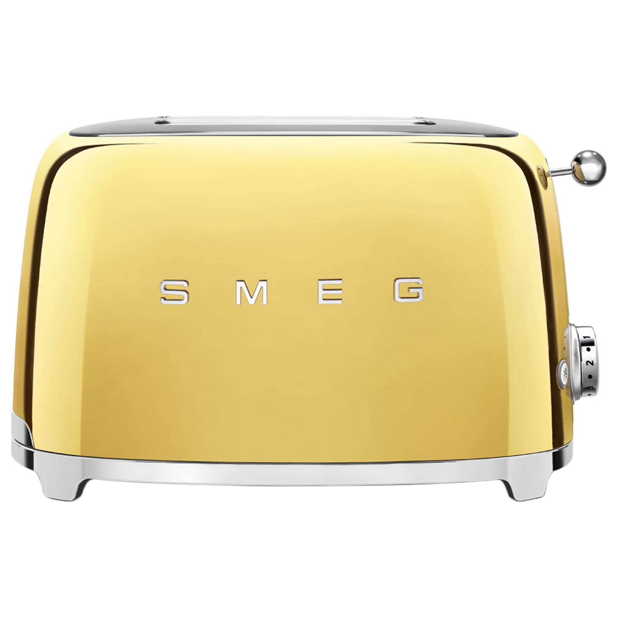 Smeg 2 Slice Retro Style Toaster in Gold and Stainless Steel NFM
