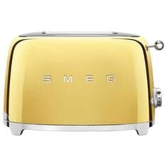 Smeg 2-Slice Retro Style Toaster in Gold and Stainless Steel