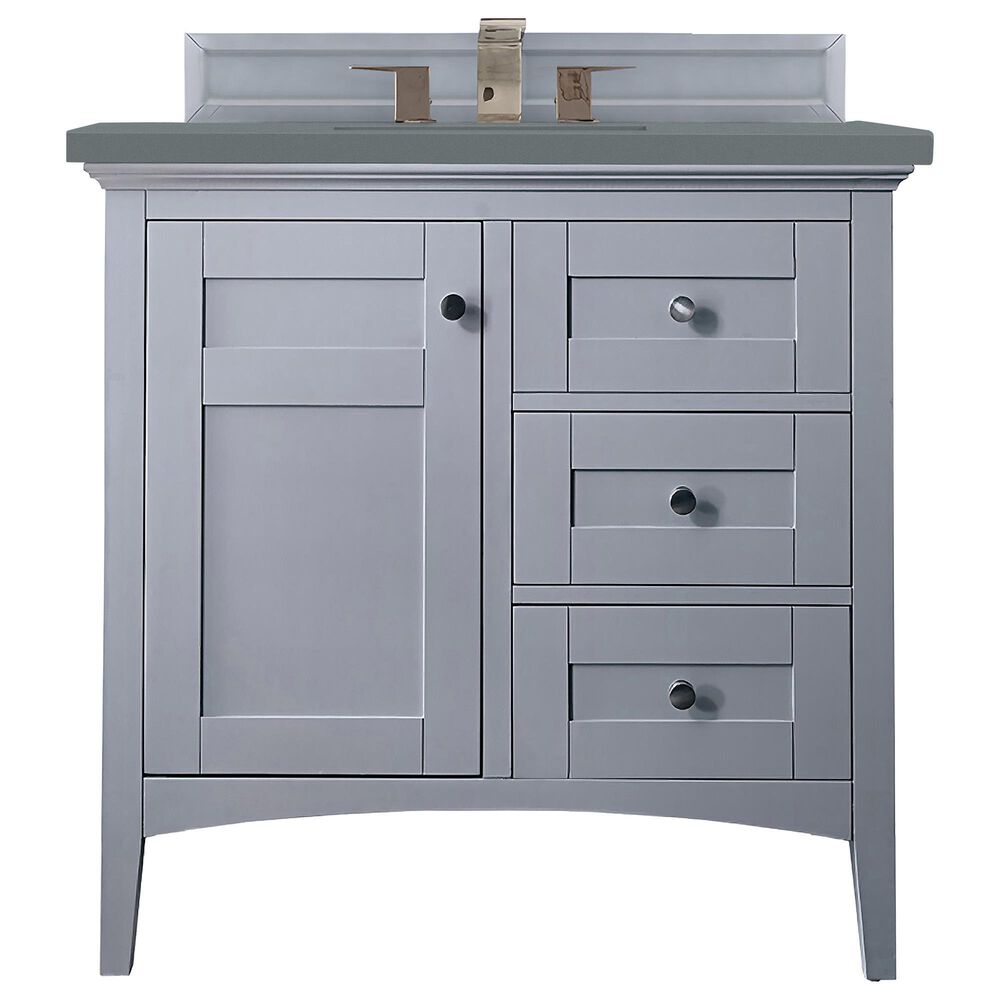 James Martin Palisades 36" Single Bathroom Vanity in Silver Gray with 3