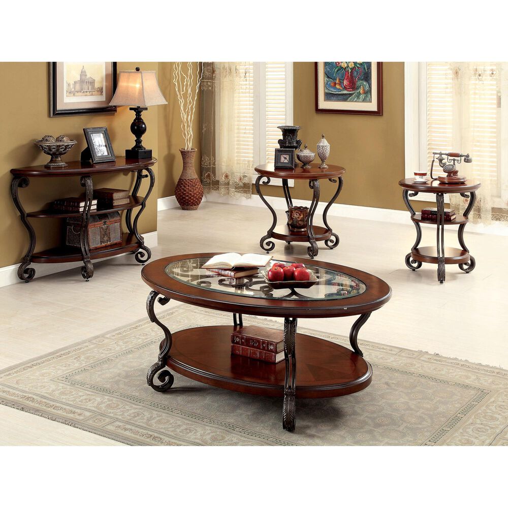 Furniture of America Mayo End Table in Brown Cherry, , large
