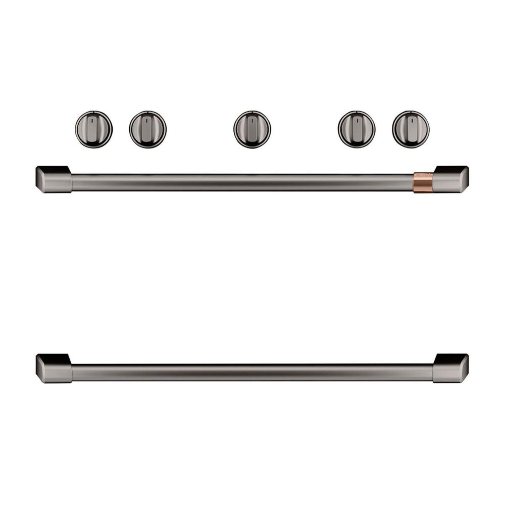 Cafe Handle and 5 Knob Kit for Freestanding Range in Brushed Black, , large