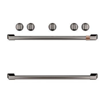 Cafe Handle and 5 Knob Kit for Freestanding Range in Brushed Black, , large