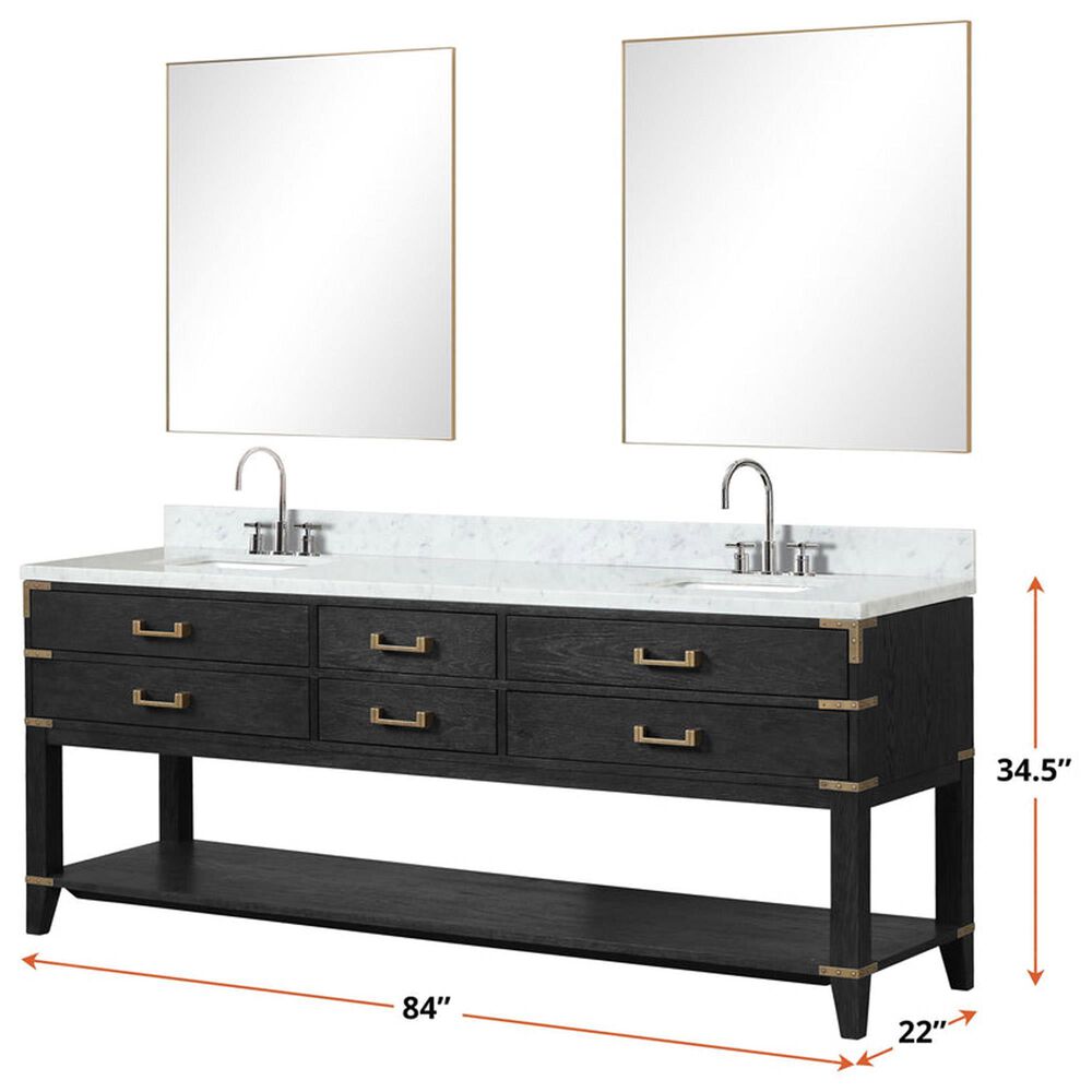 Lexora Home Norwalk 84&quot; Double Bathroom Vanity in White Oak with White Cultured Marble Top and Rectangular Sinks, , large