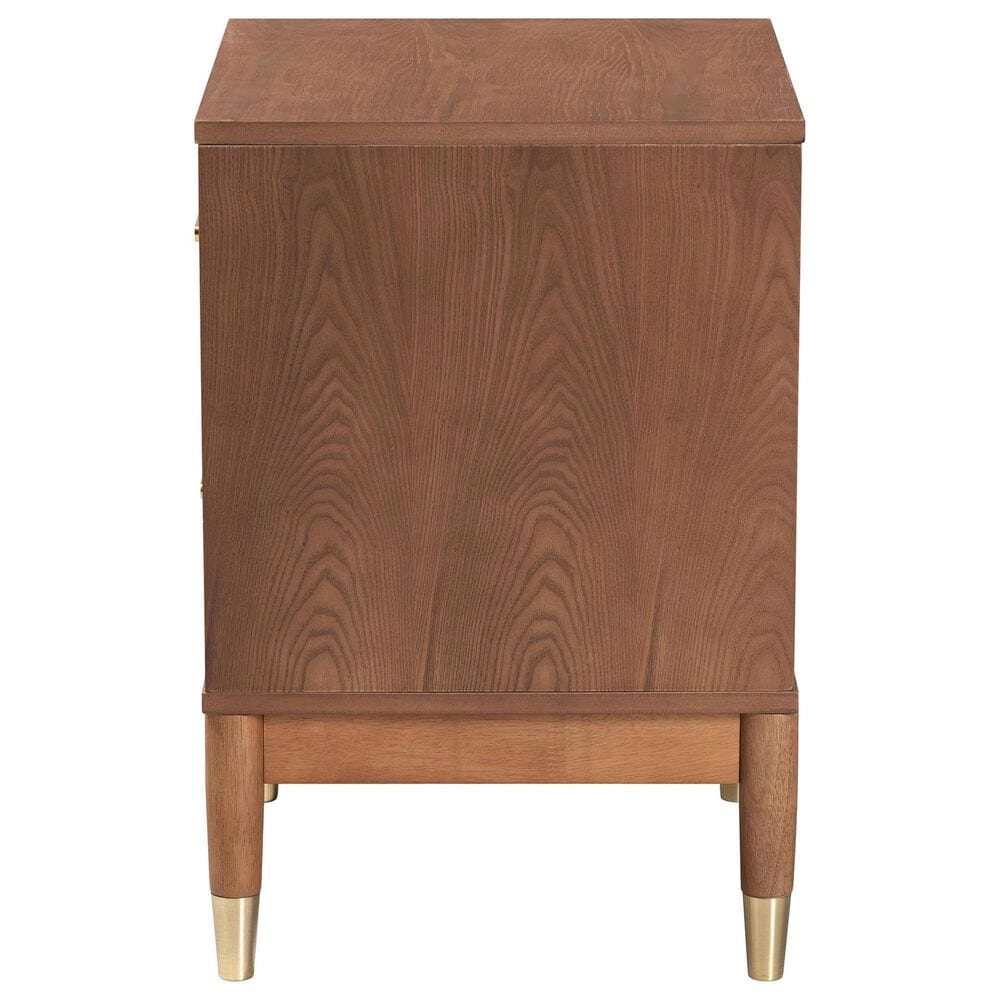 Baxton Studio Mandolin 2-Drawer Nightstand in Ash Walnut and Gold, , large