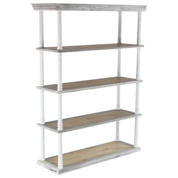 Maple and Jade 5-Tier Shelving Unit in White and Distressed Brown, , large