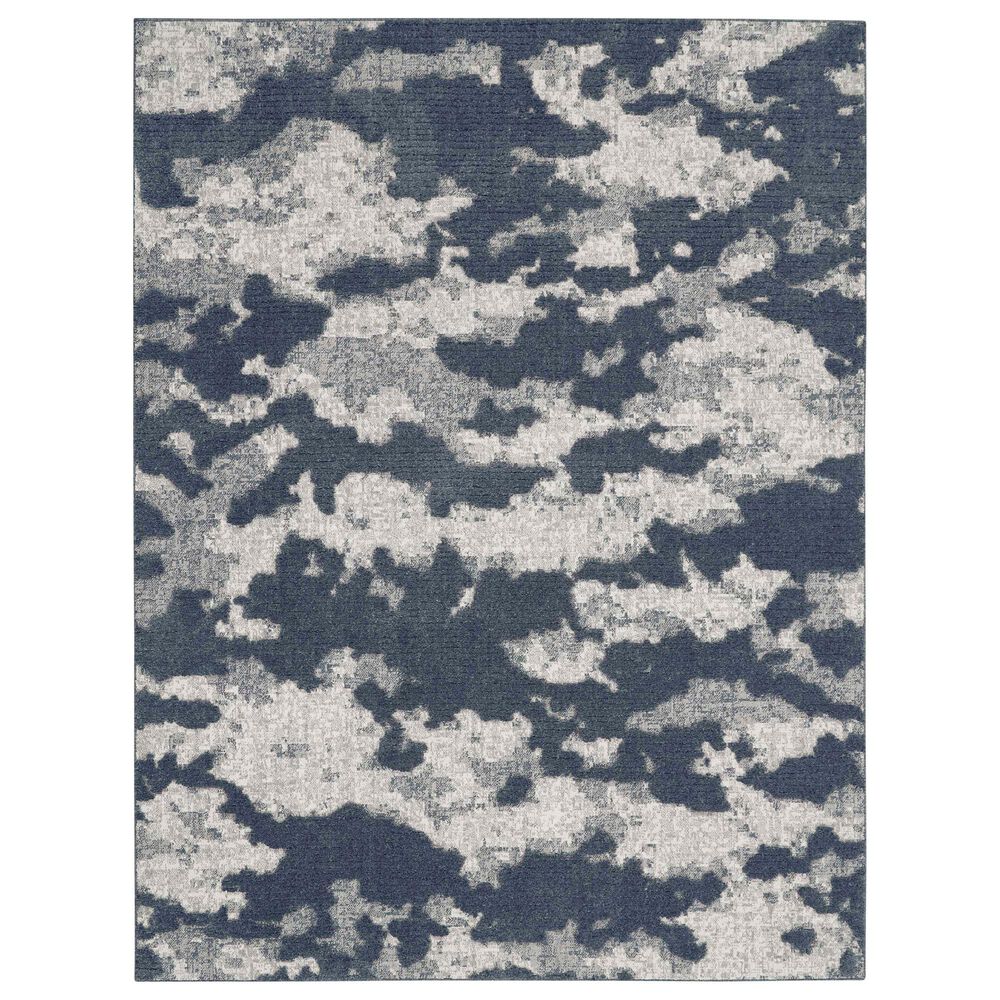 Nourison Zermatt ZER01 9" x 12" Blue and Grey Area Rug, , large