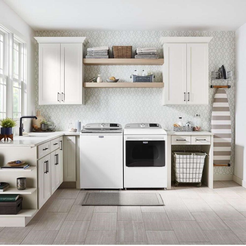 Maytag 7.4 Cu. Ft. Front Load Electric Dryer with Steam Cycles in White, , large