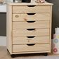 Linon Home Decor Cary 6-Drawer Wide Rolling Cart in Unfinished, , large