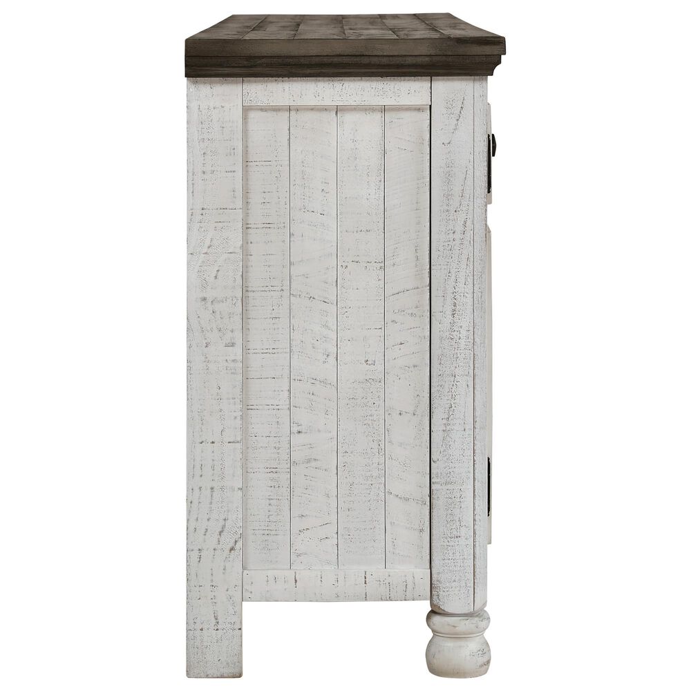 Ashley Havalance 74&quot; TV Stand in Distressed Weathered Gray and Vintage White, , large