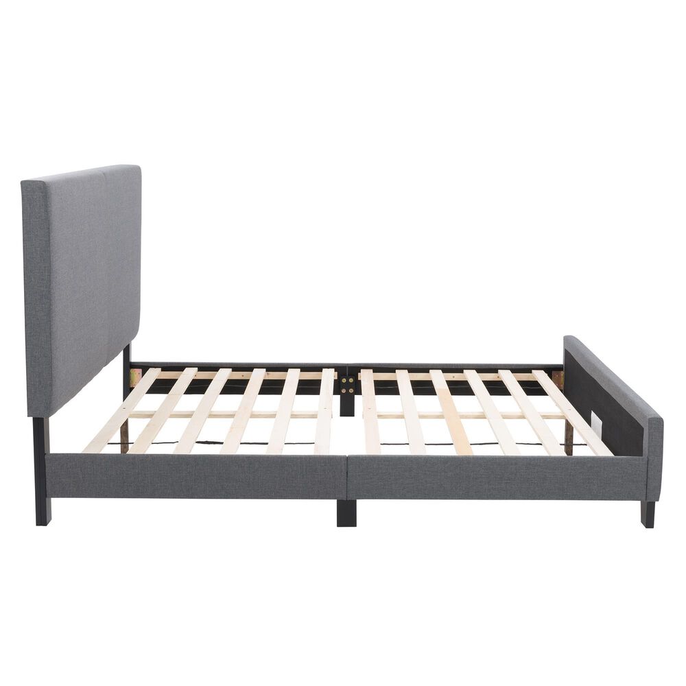 CorLiving Twin Upholstered Platform Bed in Gray, , large