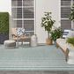 Nourison Positano POS03 Aqua and Ivory 9" x 12" Indoor/Outdoor Area Rug, , large