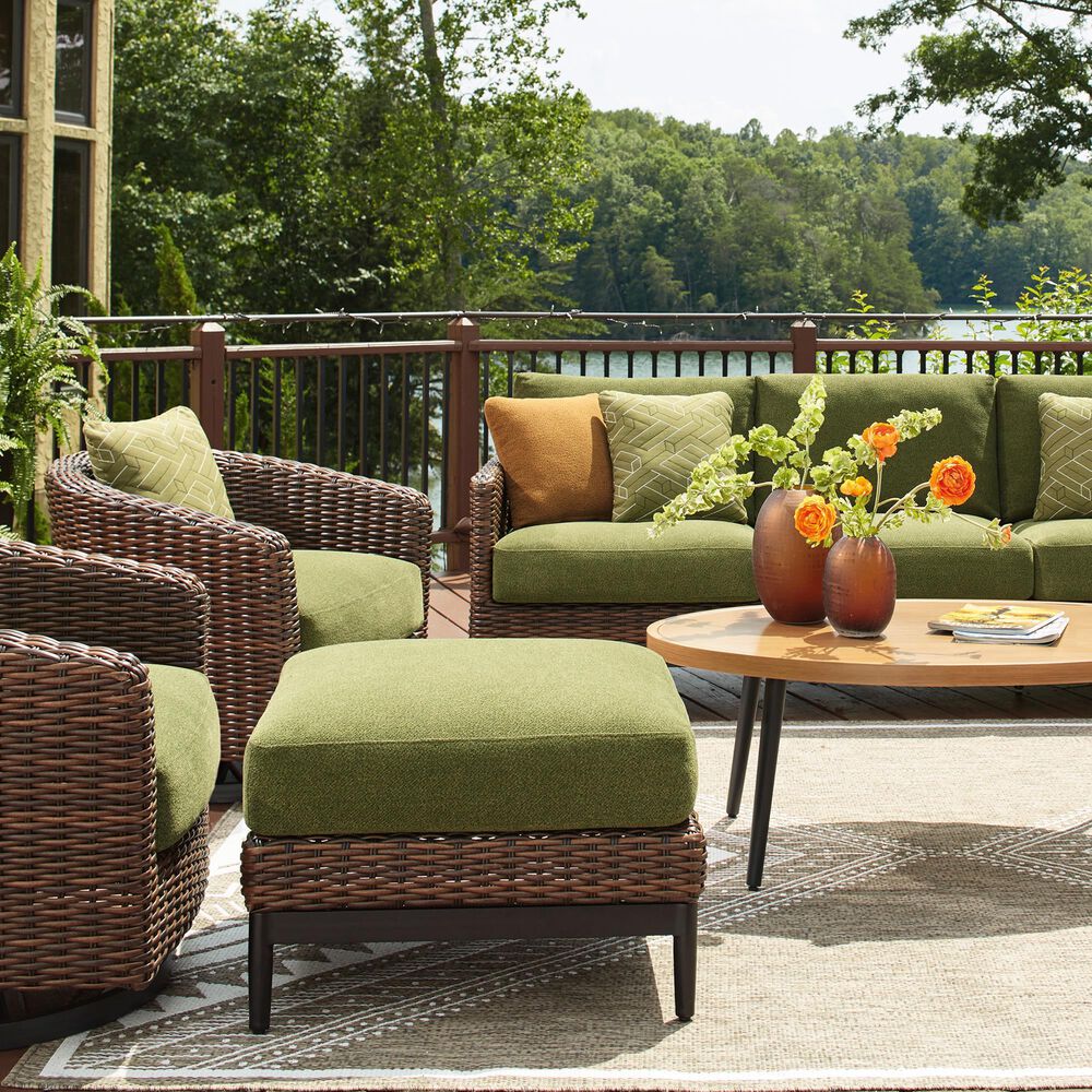 Ashley Horizon Hall Outdoor Ottoman with Cushion in Green, , large