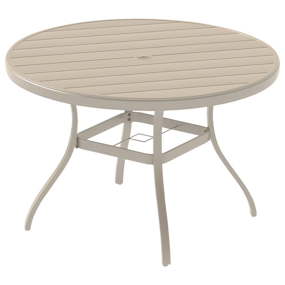 Hearth and Haven Outdoor 41" Round Dining Table with Umbrella Hole in Sandstone - Table Only, , large