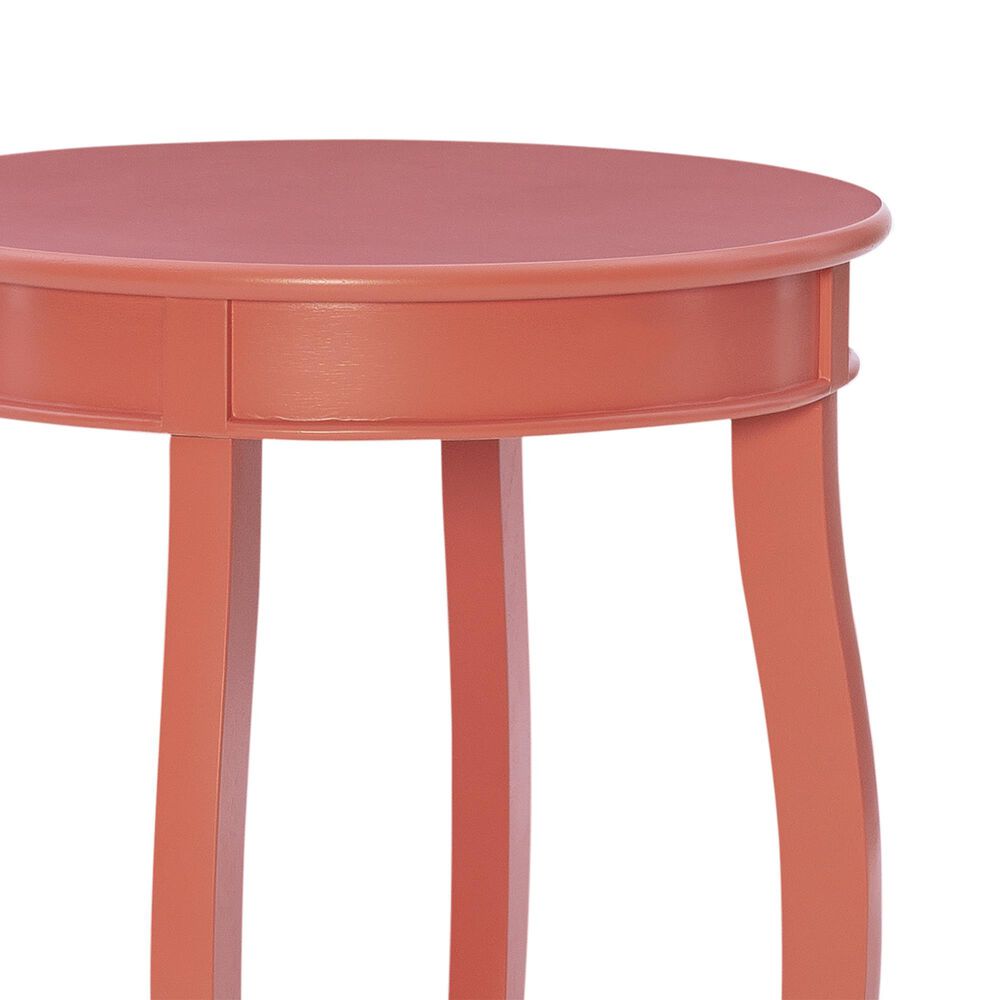 Linon Home Decor Aura Round Side Table in Coral, , large
