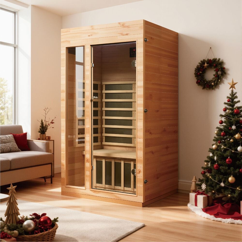 EZlife 1 Person (Compact) Low EMF FAR Infrared Sauna in Okoume + Hemlock, , large