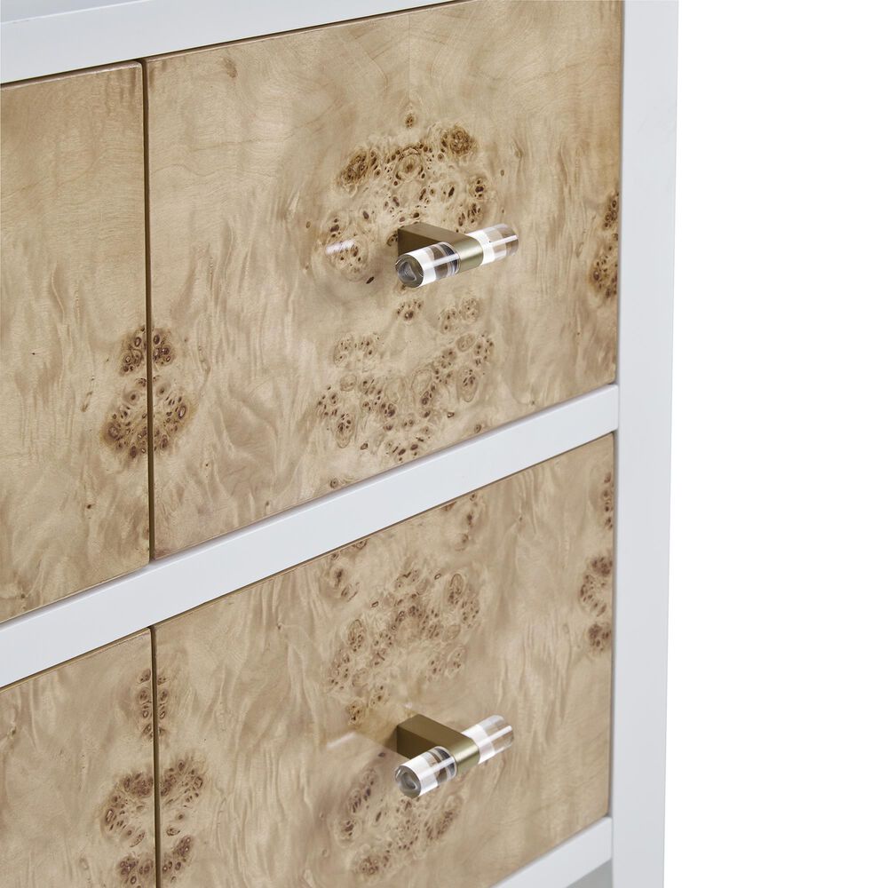 James Martin Vanities Olena 48&quot; Single Vanity in Light Mappa Burl and Polished White with 3 cm White Zeus Quartz Top, , large