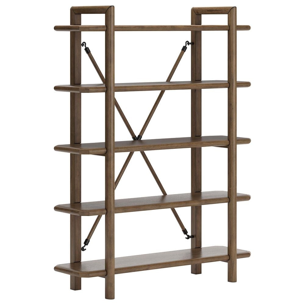 Ashley Roanhowe 2-Piece Desk and Bookcase Set in Brown Oak, , large