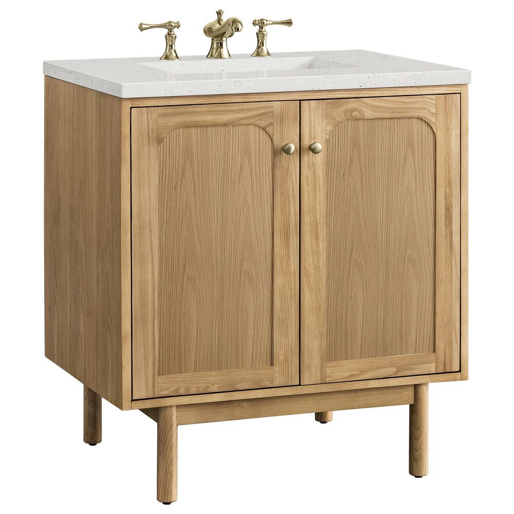 James Martin Vanities Laurent 30" Single Bathroom Vanity in Light Natural Oak with 3 cm Lime Delight Quartz Top and Rectangular Sink, , large