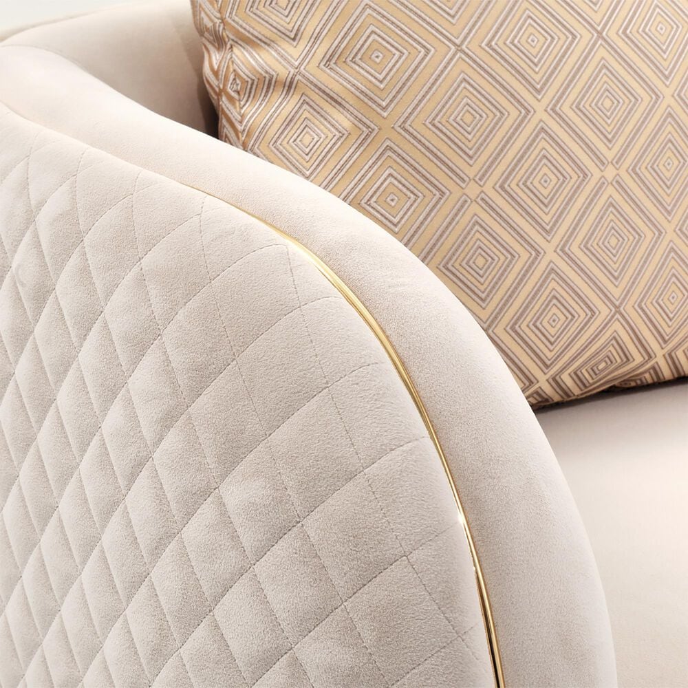 Vista Haus Ariana Arm Chair in Beige Velvet, , large