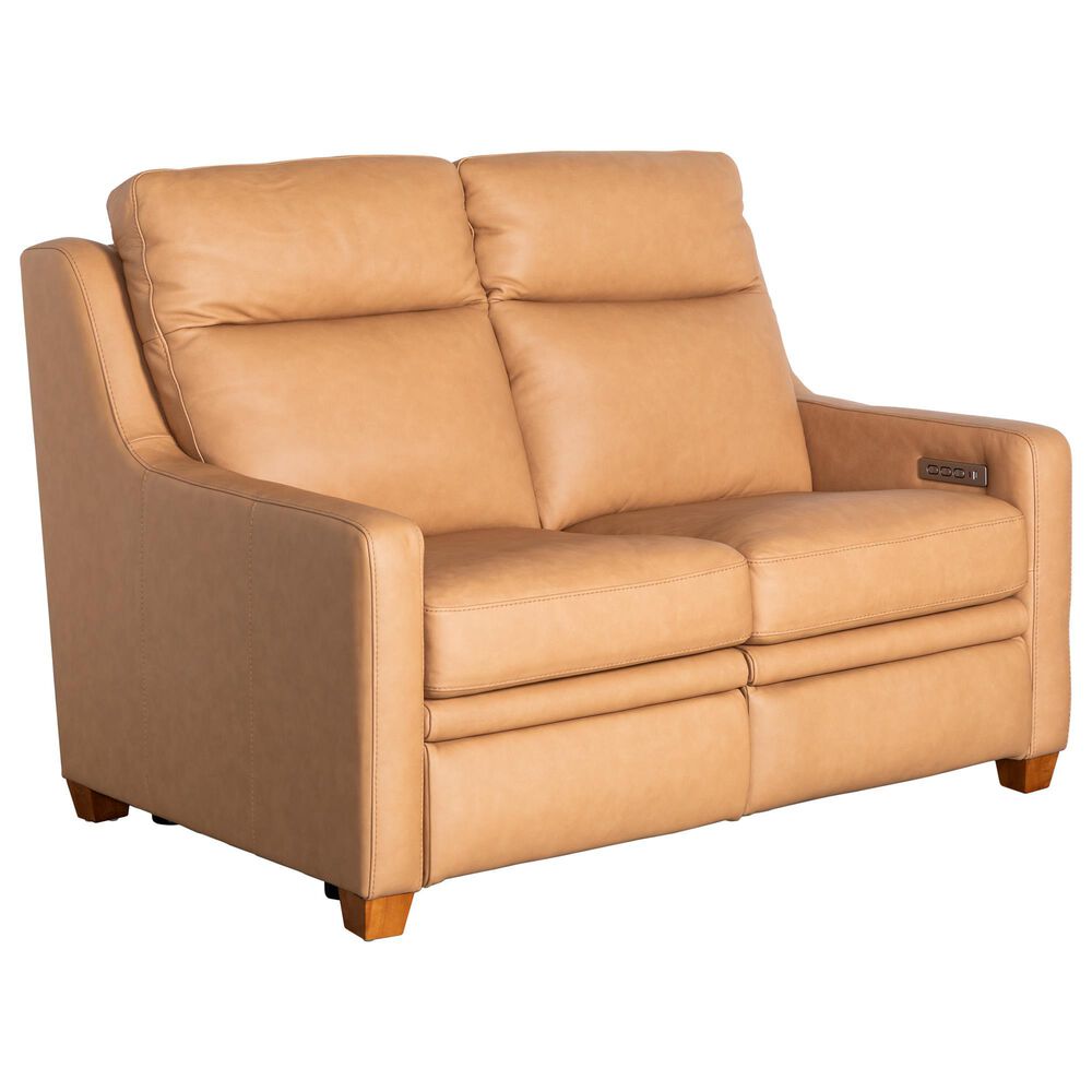 Sovana Home Forli Leather Power Reclining Loveseat with Power Headrests in Camel, , large