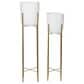 Maple and Jade Dome Planter with Removable Stand in Polished White and Gold (Set of 2), , large