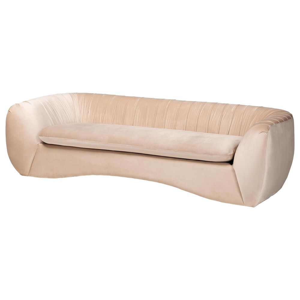 Baxton Studio Adanna Stationary Sofa in Champagne Beige Velvet, , large