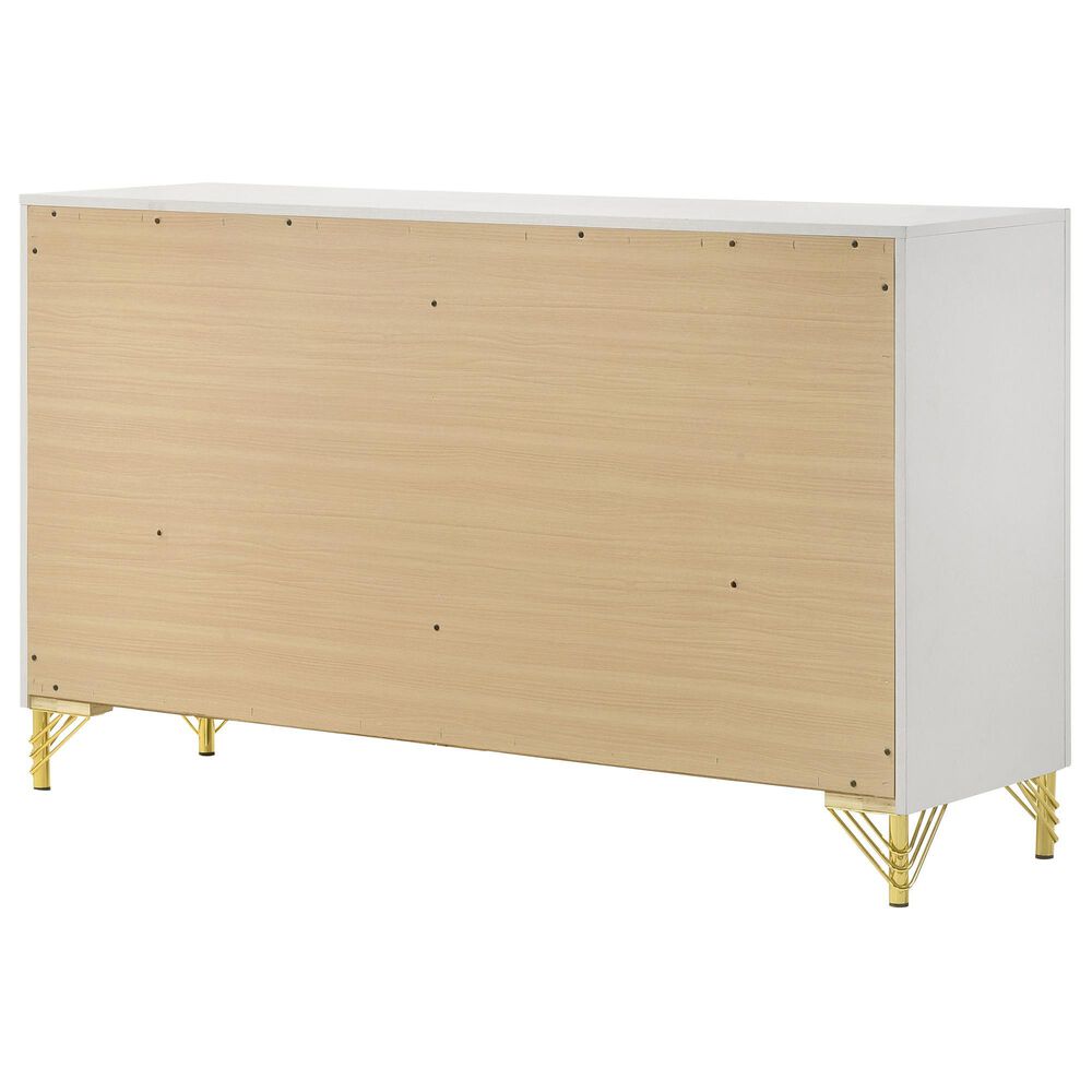Pacific Landing Lucia 6-Drawer Dresser in White and Gold, , large