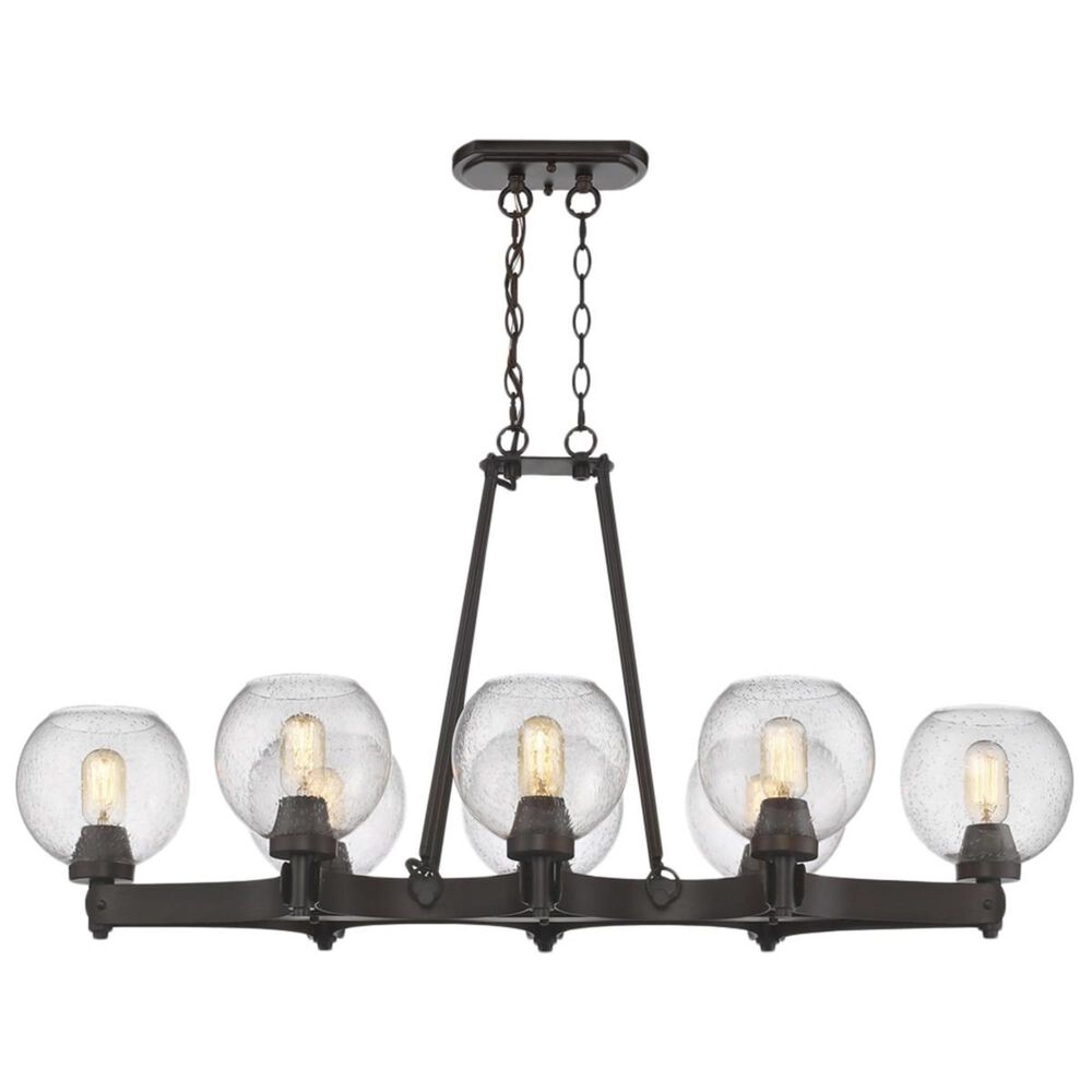 Golden Lighting Galveston 8-Light Linear Pendant in Rubbed Bronze with Seeded Glass, , large