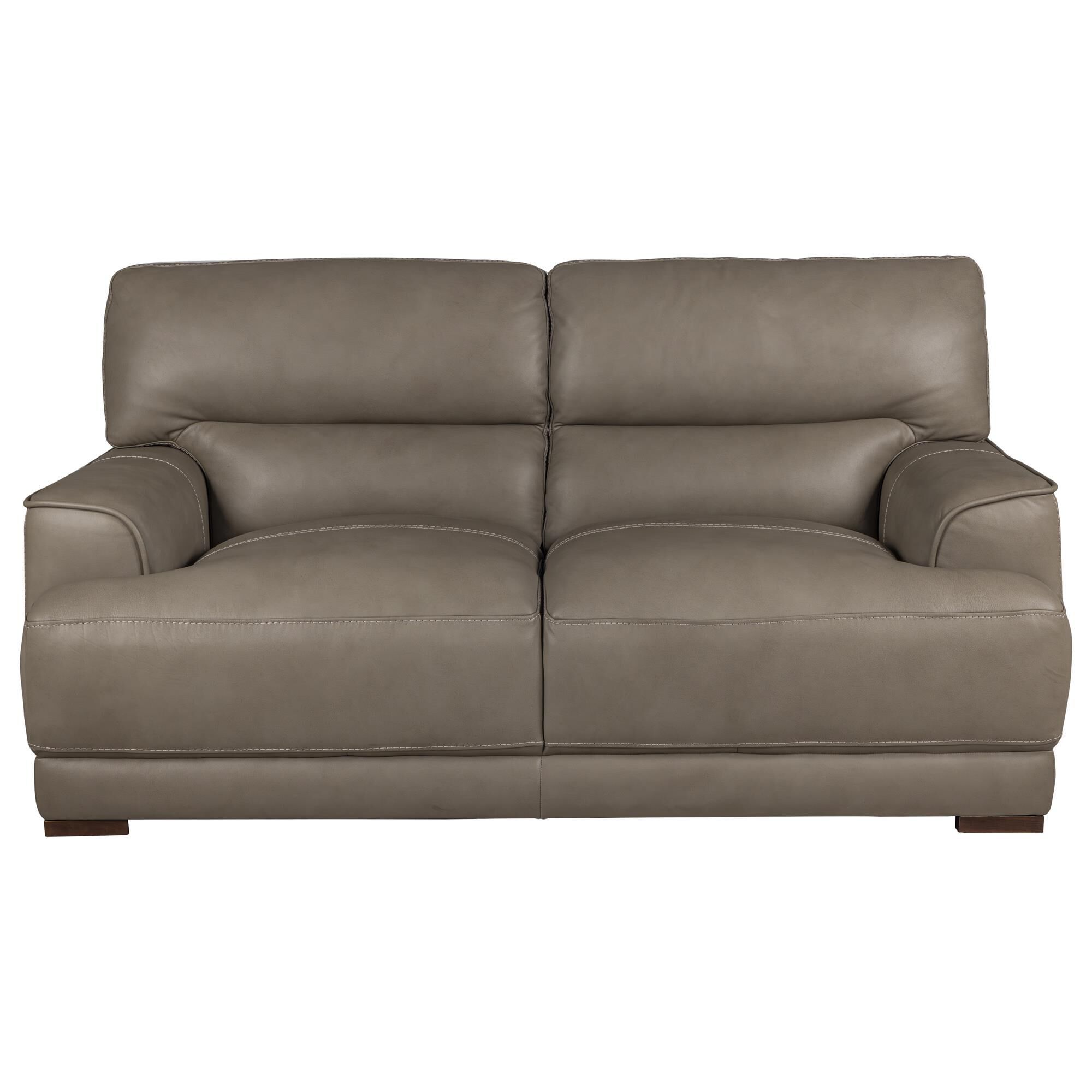 Bordeaux & Co Stationary Leather Loveseat in Goodland Grey