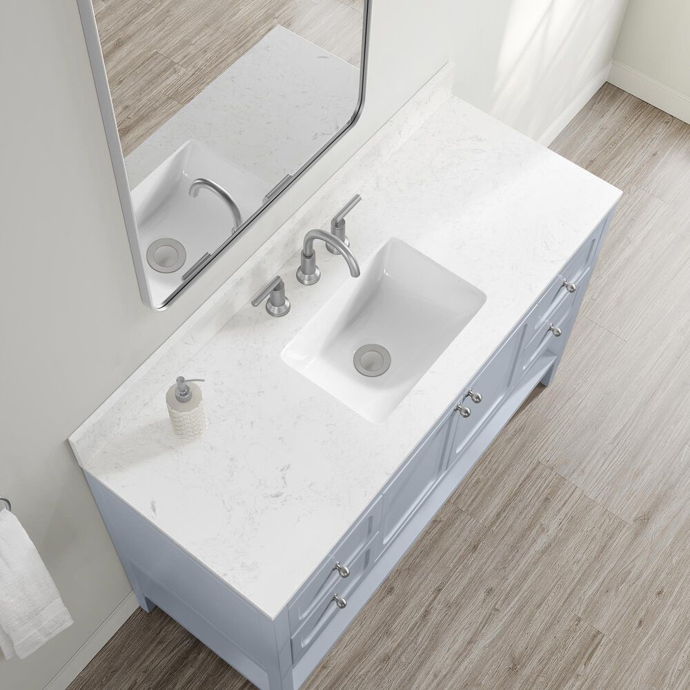 37B Ravello 48" Single Bathroom Vanity Cabinet in Soft Blue with Marble Top and Backsplash, , large