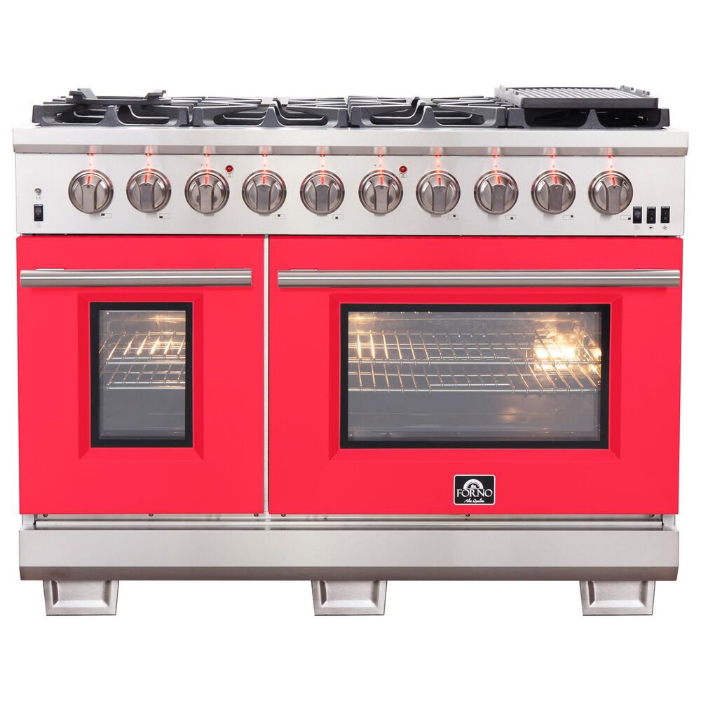 Forno Capriasca 48" Freestanding Gas Range in Red and Stainless Steel, , large