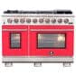 Forno Capriasca 48" Freestanding Gas Range in Red and Stainless Steel, , large