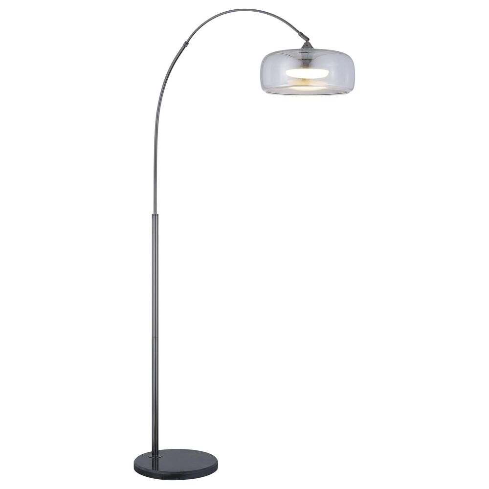 Anthony California 72" Metal Floor Lamp with Glass Shade in Black, , large