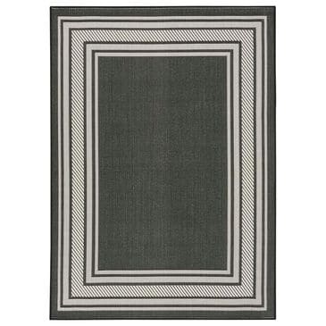Nourison Horizon HOZ03 Black 6" x 9" Indoor/Outdoor Area Rug, , large