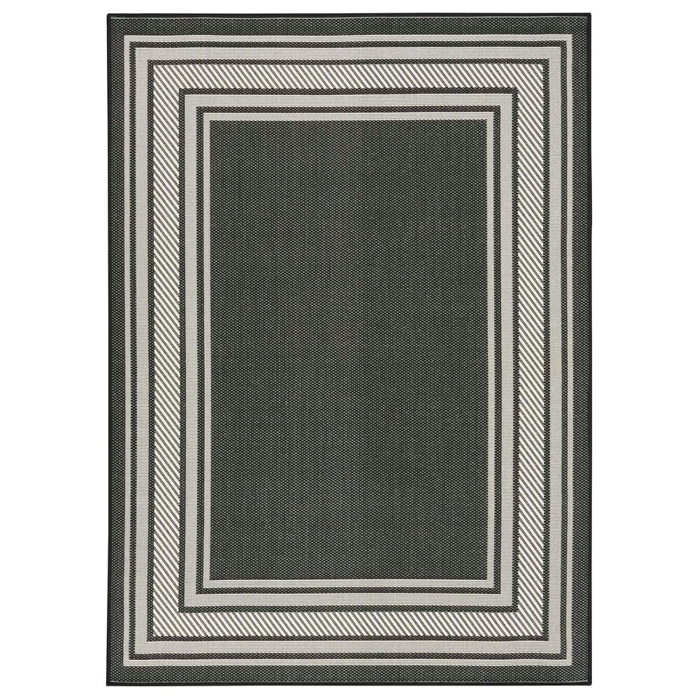 Nourison Horizon HOZ03 Black 6" x 9" Indoor/Outdoor Area Rug, , large