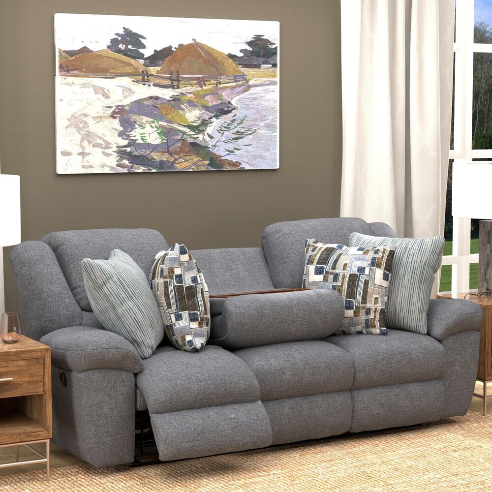 Catnapper Trifecta Manual Reclining Sofa with Drop Down Table in Smoke, , large