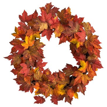 Nearly Natural Inc 22in. Maple Leaf Artificial Wreath, , large