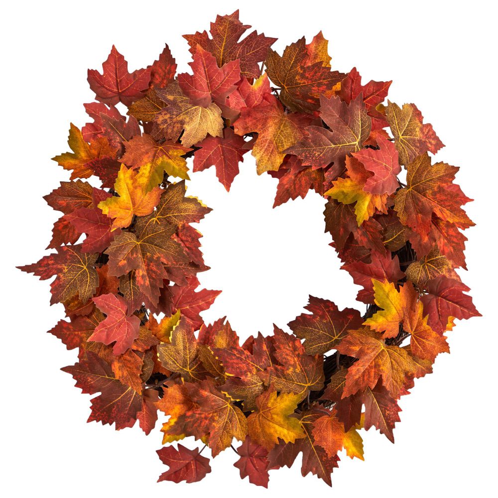 Nearly Natural Inc 22in. Maple Leaf Artificial Wreath, , large