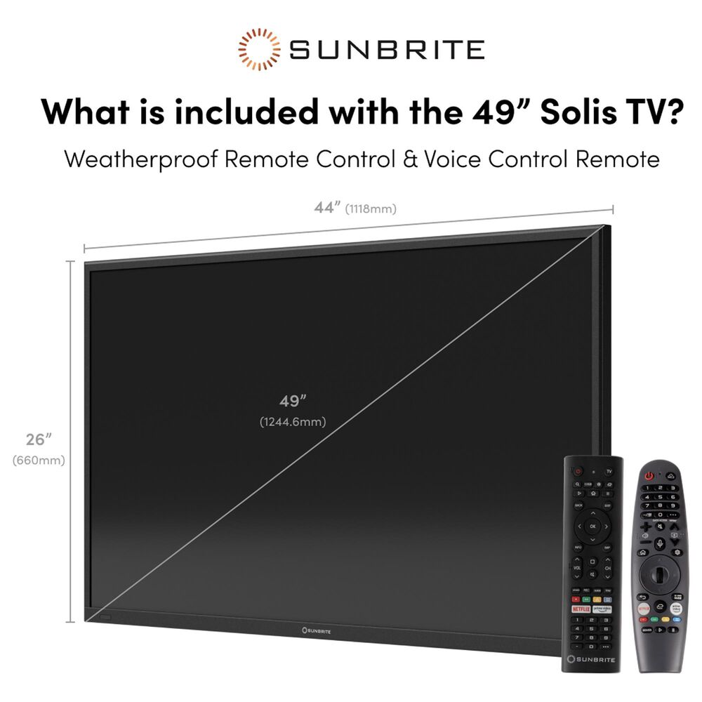 Sunbrite 49&quot; Solis Series - Full Sun - 4K UHD HDR in Black - Smart Outdoor TV, , large